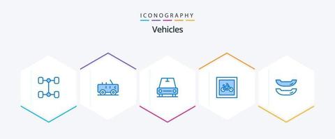 veículos 25 pacote de ícones azul incluindo . . carro. caiaque. veículos vetor