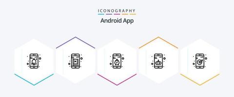 pacote de ícones de 25 linhas do aplicativo Android, incluindo verificação. móvel. contato. jogo. aplicativo vetor