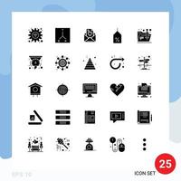 conjunto moderno de 25 glifos e símbolos sólidos, como pasta de filtro, amor, download de elementos de design vetorial editáveis vetor