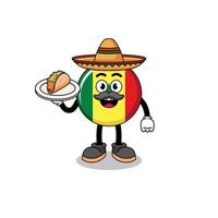 desenho de personagem da bandeira do senegal como chef mexicano vetor