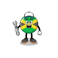 desenho animado de ilustração de bandeira da jamaica como mecânico vetor