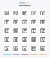 pacote de ícones de contorno do elemento 25 do site criativo, como ferramenta. interface. procurar. filme. filme vetor