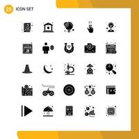 pacote de interface do usuário de 25 glifos sólidos básicos de inovação criatividade ideia ups dedos elementos de design vetorial editáveis vetor