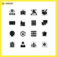 16 ícones criativos, sinais e símbolos modernos de layout de construção, plantas, bem-estar, relaxamento, elementos de design de vetores editáveis