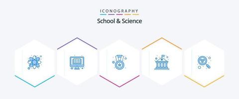escola e ciência 25 pacote de ícones azuis, incluindo molécula. prêmio. escola. arquitetura vetor