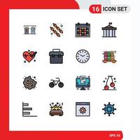 16 ícones criativos sinais modernos e símbolos de colunas de calendário de tribunal médico acrópole elementos de design de vetores criativos editáveis