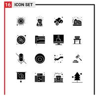 16 ícones criativos, sinais e símbolos modernos de troféu de investimento em câmera, elementos de design de vetores editáveis seguros em casa