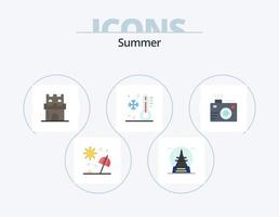 pacote de ícones planos de verão 5 design de ícones. temperatura. baixo. férias. feriado. areia vetor