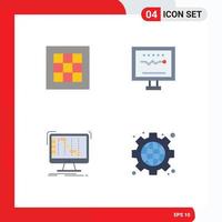 4 ícones planos universais assinam símbolos de aplicação de cardiologia de área hospitalar de grade elementos de design de vetores editáveis
