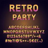 conjunto de alfabeto de vetor 3d vintage de festa retrô