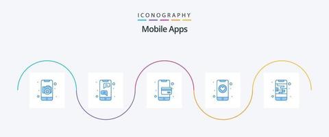 pacote de ícones azul 5 de aplicativos móveis, incluindo aplicativo. telefone. mensageiro instantâneo. namorando. telefone vetor
