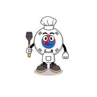 ilustração de mascote do chef de bandeira da coreia do sul vetor