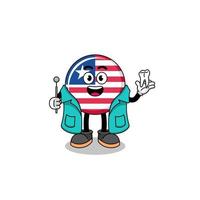 ilustração do mascote da bandeira da libéria como dentista vetor