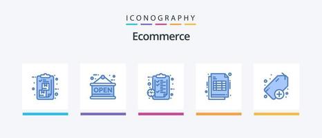 pacote de ícones azul 5 de comércio eletrônico, incluindo adicionar. fatura. prancheta. barato. assistir. design de ícones criativos vetor