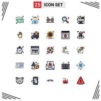 conjunto de 25 ícones de interface do usuário modernos, símbolos, sinais para salada, pesquisa, homem, lupa, bicicleta, elementos de design de vetores editáveis