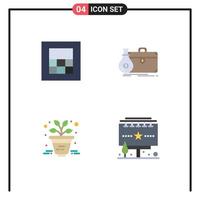 4 pacote de ícones planos de interface de usuário de sinais e símbolos modernos de anúncios de portfólio de negócios de plantas calculadoras elementos de design de vetores editáveis