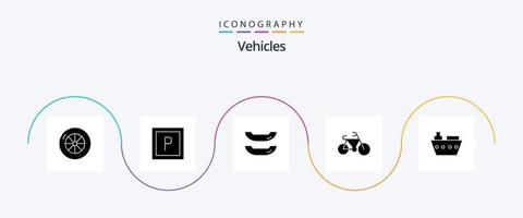 Pacote de ícones de glifo 5 de veículos, incluindo . transporte. veículos vetor
