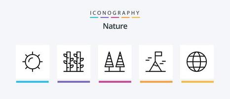 pacote de ícones da linha 5 da natureza, incluindo . metro. jardim. medidor. bandeira. design de ícones criativos vetor