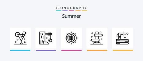 pacote de ícones da linha 5 de verão, incluindo comida. churrasco. navegação. sol. internacional. design de ícones criativos vetor