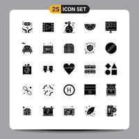 25 ícones criativos sinais modernos e símbolos de elementos de design vetoriais editáveis de óleo de ioga de jogador de limão de educação vetor