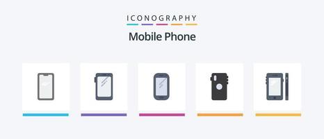 pacote de ícones plana 5 do telefone móvel, incluindo . verso. caneta. móvel. design de ícones criativos vetor