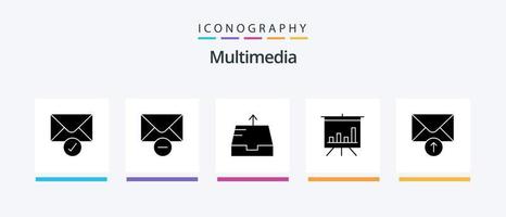 pacote de ícones multimídia glyph 5 incluindo . enviar. receber. correspondência. design de ícones criativos vetor