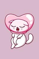 um gato fofo e feliz com ilustração de desenhos animados de corações  2156311 Vetor no Vecteezy