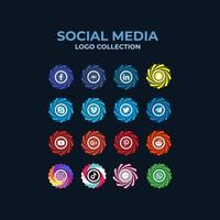 coleção realista de logotipo de mídia social vetor