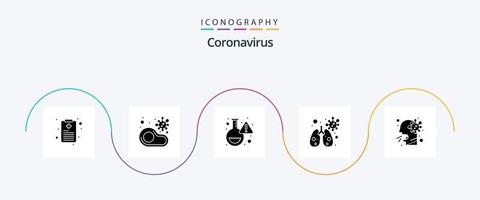 pacote de ícones do glifo 5 do coronavírus, incluindo assistência médica. frasco. vírus. anatomia vetor