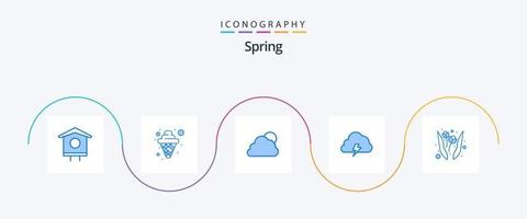 pacote de ícones de primavera azul 5, incluindo jardim. sol. nuvem. primavera. nuvem vetor