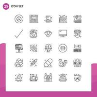 pacote de ícones vetoriais de estoque de 25 sinais e símbolos de linha para elementos de design vetoriais editáveis do festival de modelagem de memória de impressão completa vetor