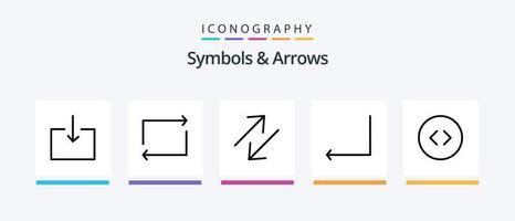 símbolos e setas linha 5 pacote de ícones incluindo . ancestral. digitar. design de ícones criativos vetor