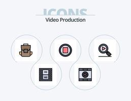 linha de produção de vídeo cheia de ícones do pacote 5 design de ícones. multimídia. meios de comunicação . multimídia . filme . mídia social vetor