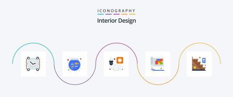 pacote de ícones de 5 planos de design de interiores, incluindo escadas. engenheiro. elétrico. projeto. prédio vetor