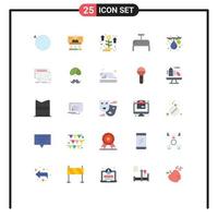 pacote de 25 sinais e símbolos modernos de cores planas para mídia impressa na web, como elementos de design de vetores editáveis de dinheiro de planta de conexão de bolsa de viagem