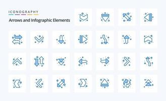 pacote de ícones de 25 setas azuis vetor
