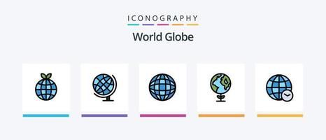 linha globo cheia de 5 ícones incluindo . Internet. mapa. globo. design de ícones criativos vetor