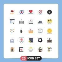 conjunto de 25 sinais de símbolos de ícones de interface do usuário modernos para recursos de disco amo localização hr elementos de design de vetores editáveis