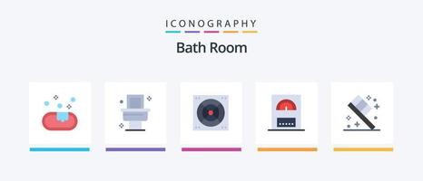pacote de ícones de quarto de banho plano 5 incluindo . banheiro. sala. escova de dente. design de ícones criativos vetor