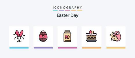 linha de páscoa cheia de 5 ícones incluindo . feriados. igreja. feriado. ovos de pascoa. design de ícones criativos vetor