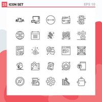 25 ícones criativos sinais modernos e símbolos de símbolos de maleta de interface de escola móvel elementos de design de vetores editáveis