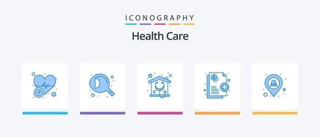 pacote de ícones azul 5 de cuidados de saúde, incluindo emergência. lar. médico. saúde. design de ícones criativos vetor