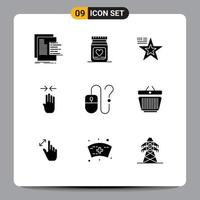 9 ícones criativos sinais e símbolos modernos de gesto de computador casamento elementos de design de vetores editáveis de quatro dedos eua