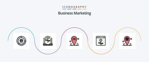 linha de marketing de negócios cheia de pacote de 5 ícones planos, incluindo negócios. bancário. financeiro. espaço reservado. localização vetor