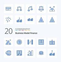 20 pacotes de ícones de cor azul das finanças, como dinheiro, dinheiro, dinheiro, dinheiro vetor