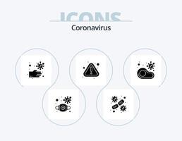 design de ícones do pacote de ícones de glifos de coronavírus 5. infetado. aviso. célula sanguínea. perceber. pouco saudável vetor