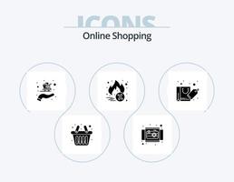 pacote de ícones de glifos de compras on-line 5 design de ícones. compras. bolsa. comprar. segunda-feira cibernética vetor