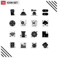 16 ícones criativos sinais modernos e símbolos de elementos de design vetoriais editáveis de rádio de bola de segurança de equipamentos de doces vetor