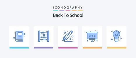 de volta ao pacote de ícones azul 5 da escola, incluindo a ideia. criativo. de volta à escola. de volta à escola. Educação. design de ícones criativos vetor