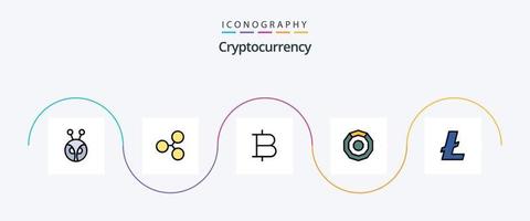 linha de criptomoeda cheia de pacote de 5 ícones planos, incluindo dinheiro. criptomoeda. moeda. moeda. cripto vetor